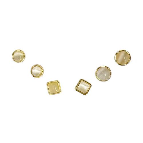 Silver needle ear piercing cat's eye stone earrings six-piece set for sleeping without removing ear bone nails design niche earrings accessories for women