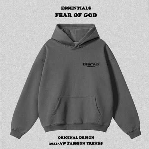 Essentials Double-Threaded Hooded Sweatshirt with Embroidered Letters on Both Sides for Men and Women, Loose Fit FOG Hoodie Outerwear