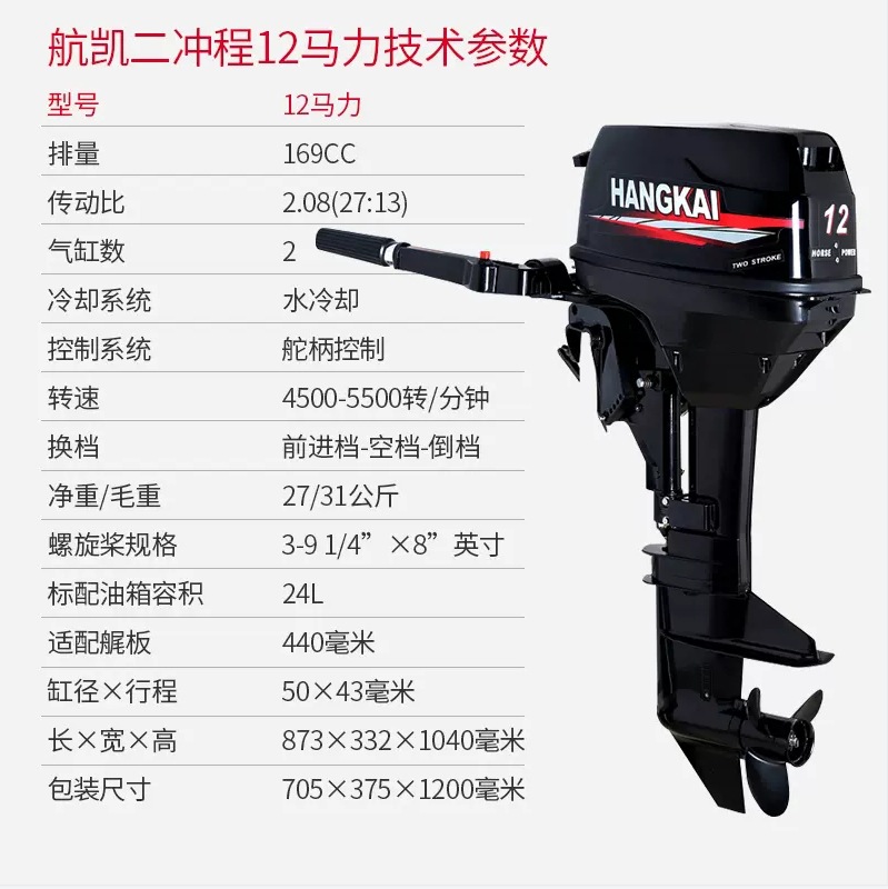 Hangkai fuera de borda de dos tiempos de cuatro tiempos de la nave fuera de borda colgando de hélice barco de motor de la hélice de goma barco