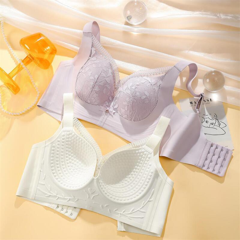 Plus size women's underwear push up slimming breast big chest small anti-sagging bra no steel ring sexy massage bra