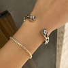 South Korean retro goods, brand silver bracelet, fashionable zirconium, chain