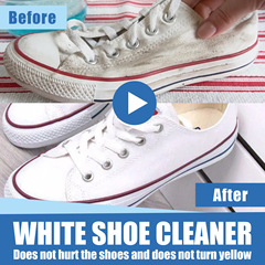 Jue Fish White Sneaker Cleaner, Sports Canvas Shoe Stain Remover, Instantly Whitens, Wash-Free Magic