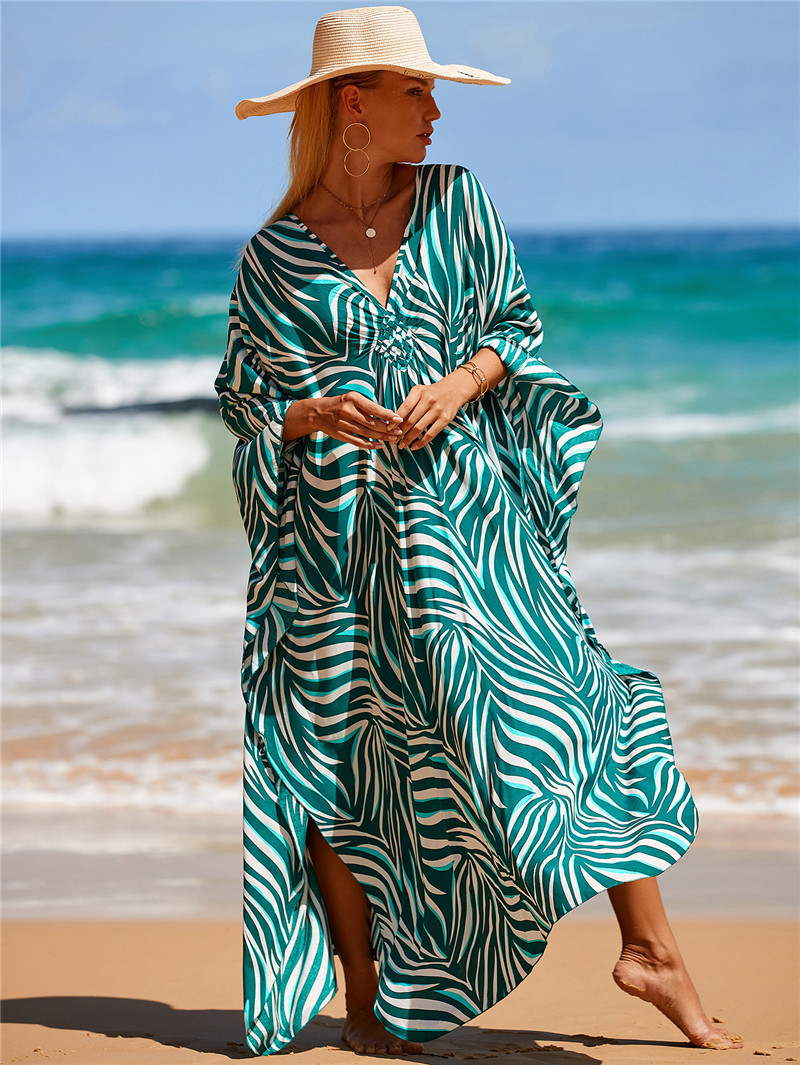 224g Weight Sunscreen Shirt Outerwear Type 3/4 Length Sleeve Sleeve Length Polyester Fabric Type Long Top Length V Neck Neckline Printing, Leopard Pattern Spring&Summer Season Women's Gender Vacation, Beach Style Women's Printing Leopard Vacation Beach Cover Ups 84