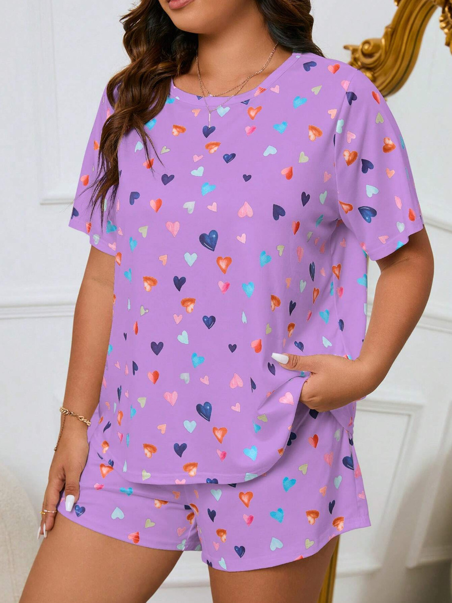 Home Women's Casual Classic Style Printing Polyester Milk Fiber Shorts Co-ord Set Pajama Sets display picture 1