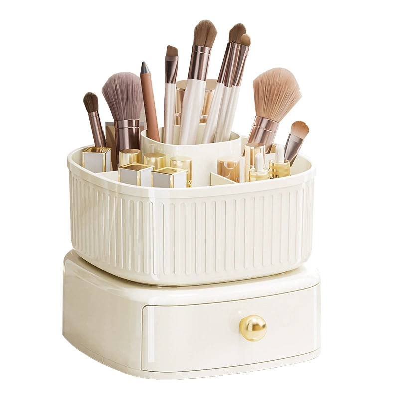 Rotating Cosmetic Organizer, 360° Rotating Storage Box, Multi-Compartment Drawer, Light Luxury
