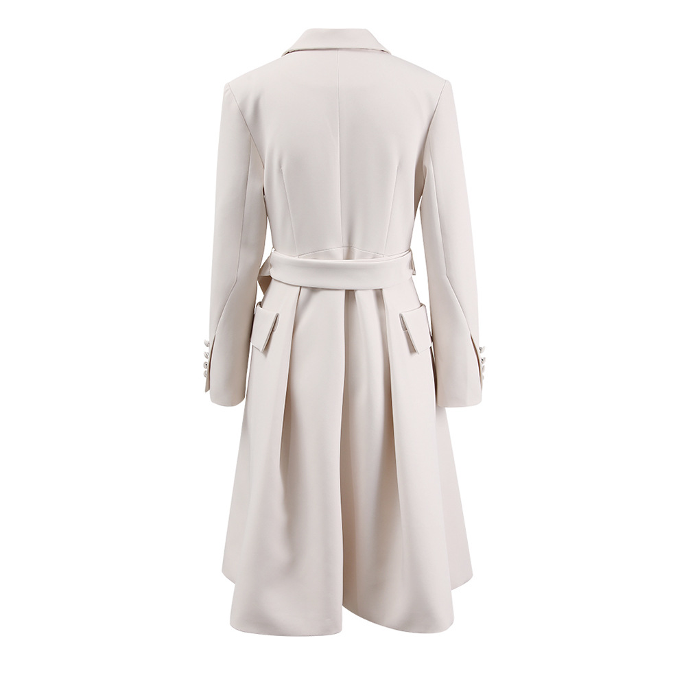 Damenbekleidung Frühjahr neue dreidimensionale Schneiderei schlanke Retro lange Trenchcoat_voghion.com