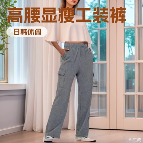 Women's Autumn/Winter Work Pants Loose Straight Wide Leg High-Waist Slimming New Casual Sporty Pants
