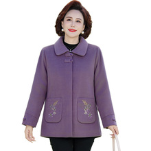 中老年人女装2025秋冬新款夹棉毛呢外套气质保暖春大衣衣服妈妈装
