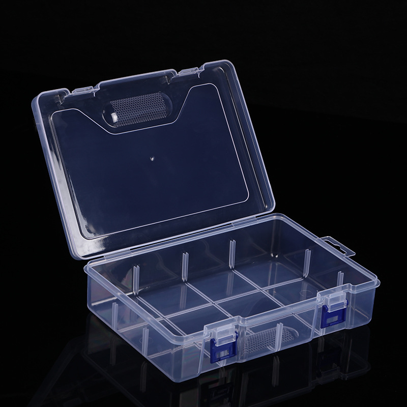Transparente rectangular de plástico caja vacía caja de almacenamiento caja de muestra con componentes caja de embalaje PP Caja de Herramientas caja vacía