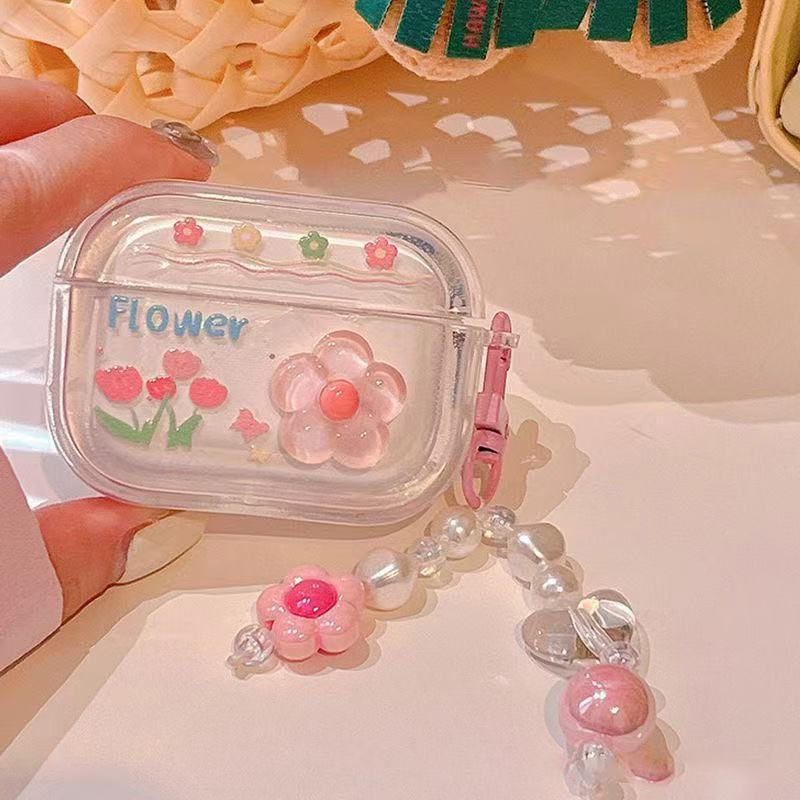 Pequeña funda de auriculares de flores frescas para Apple Airpods 4 funda de protección Airpodspro3 funda de auriculares image 2
