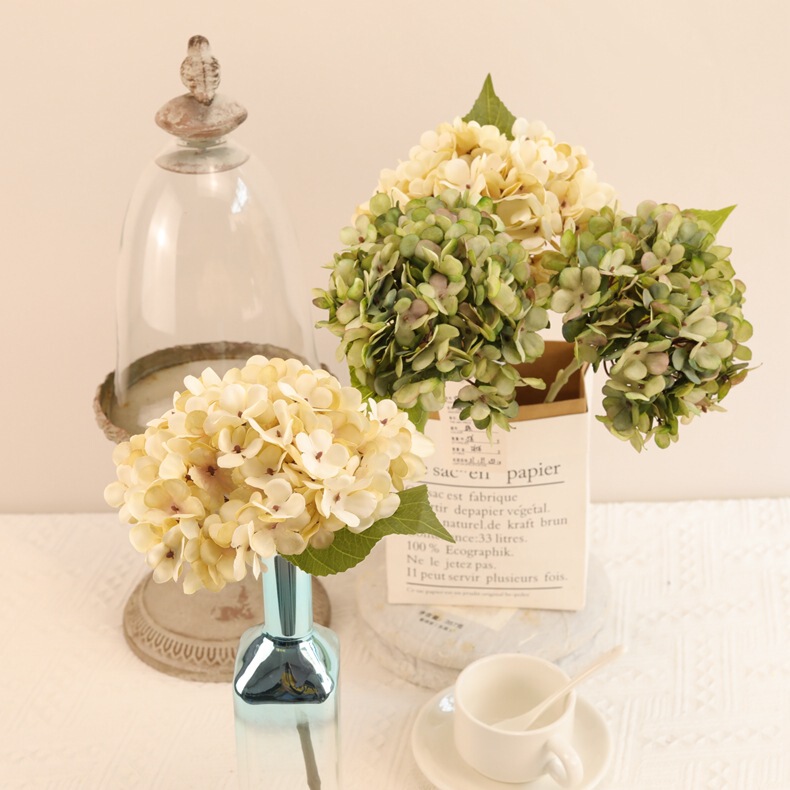 Promotional European-style simulation single branch hydrangea autumn color floral sprinkling shop home soft decoration wedding simulation flower fake flower