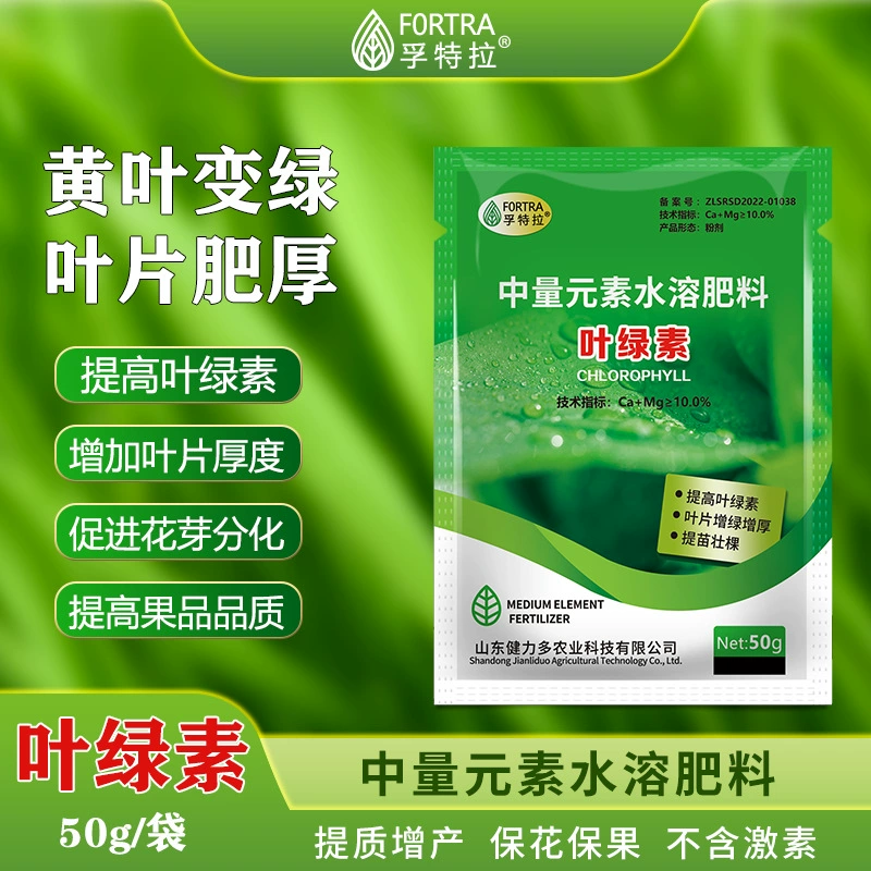 Листовое удобрение с хлорофиллом Futela утолщает зеленые листья и укрепляет рассаду 50 г/пакет сельскохозяйственное среднечастичное водорастворимое удобрение