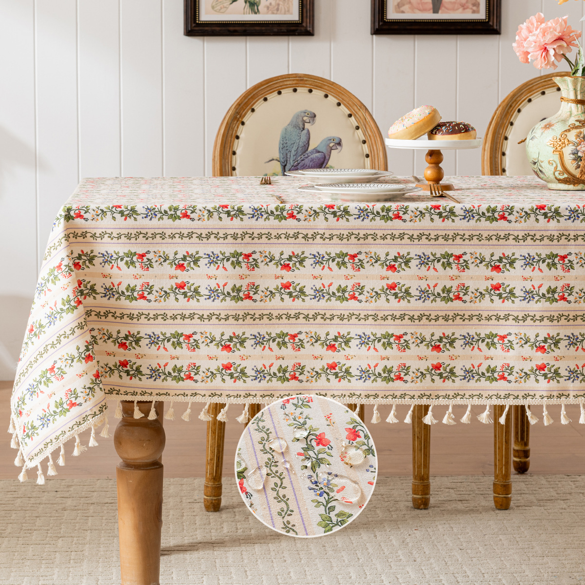 Mantel francés impreso transfronterizo, mantel impermeable, a prueba de aceite y resistente al desgaste, cubierta decorativa para mesa de centro con ambiente hogareño
