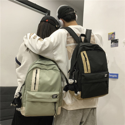 2021学生背包新款情侣双肩包韩版大容量撞色尼龙背包