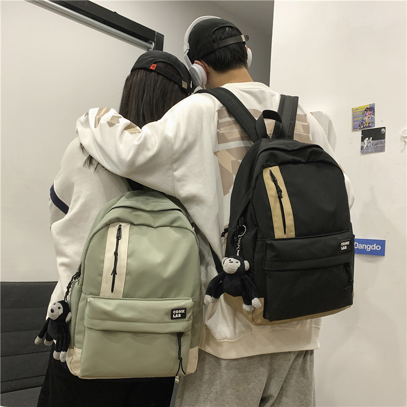 2021学生背包新款情侣双肩包韩版大容量撞色尼龙背包