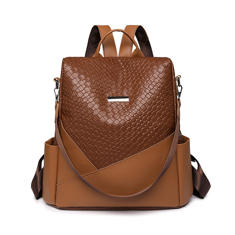 Comercio exterior al por mayor 2024 Nueva mochila antirrobo tejida tendencia de la moda de las mujeres de gran capacidad de doble uso mochila de viaje