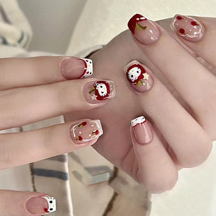 French Polka Dot Cartoon Star Cute Girl Fashion Joker Removable Wear Nail Art 24 Pieces