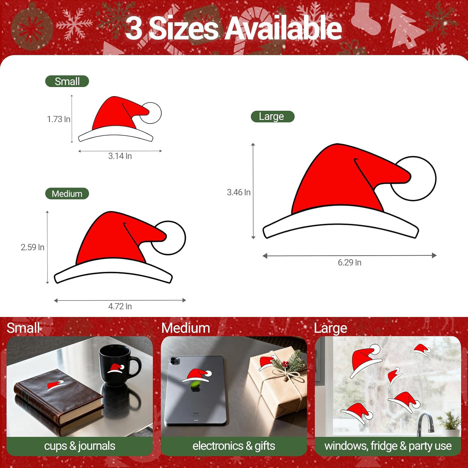 Amazon navidad sombrero pegatinas de automóviles regalos de navidad pegatinas de ventana pegatinas de decoración de automóviles de navidad image 3