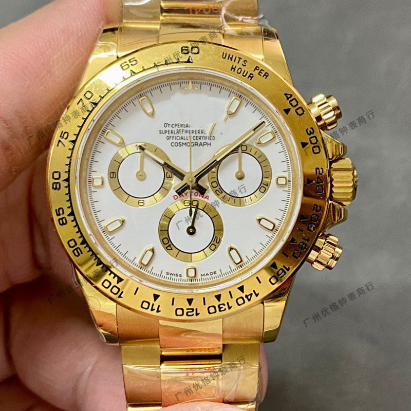 C Factory Rolex Daytona Gold Three-Eye Six-Hand Series Cosmograph 4130 Movement Men's Mechanical Watch Wholesale C Factory Rolex Daytona Gold Three-Eye Six-Hand Series Cosmograph 4130 Movement Men's Mechanical Watch Wholesale