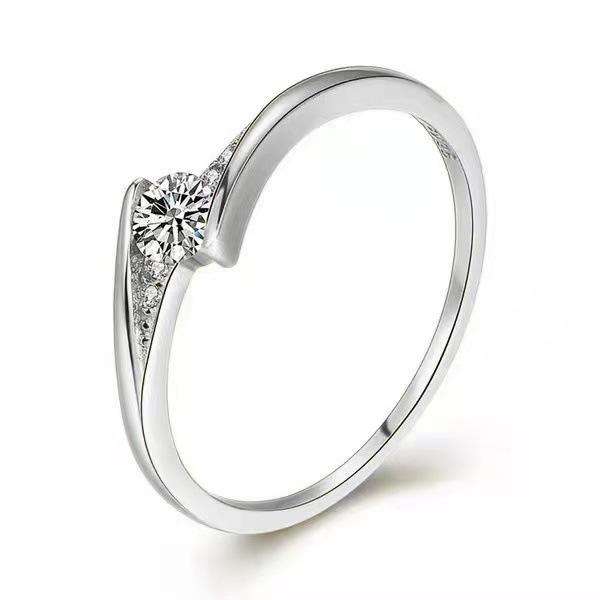 Élégant Dame Style Simple Géométrique Argent Sterling Zircon Anneaux En Masse display picture 4