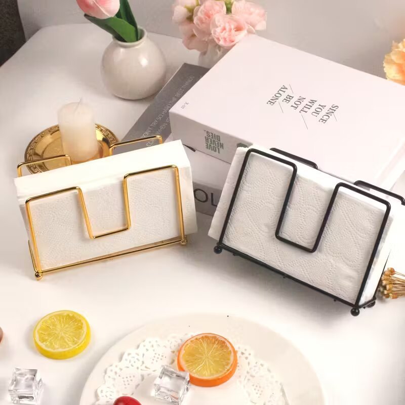 Transfronterizo creativo nórdico servillas de hierro forjado estante de almacenamiento cajas de extracción de papel de escritorio de comedor simple estante de almacenamiento de toallas cóncavas