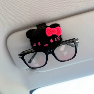 Car Glasses Clip/Bill Clip Ink Mirror Clip Placement Rack - black-kitty-black