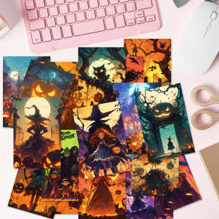 50 halloween cards wall decoration card postcard horror thriller halloween black cat witch background decoration