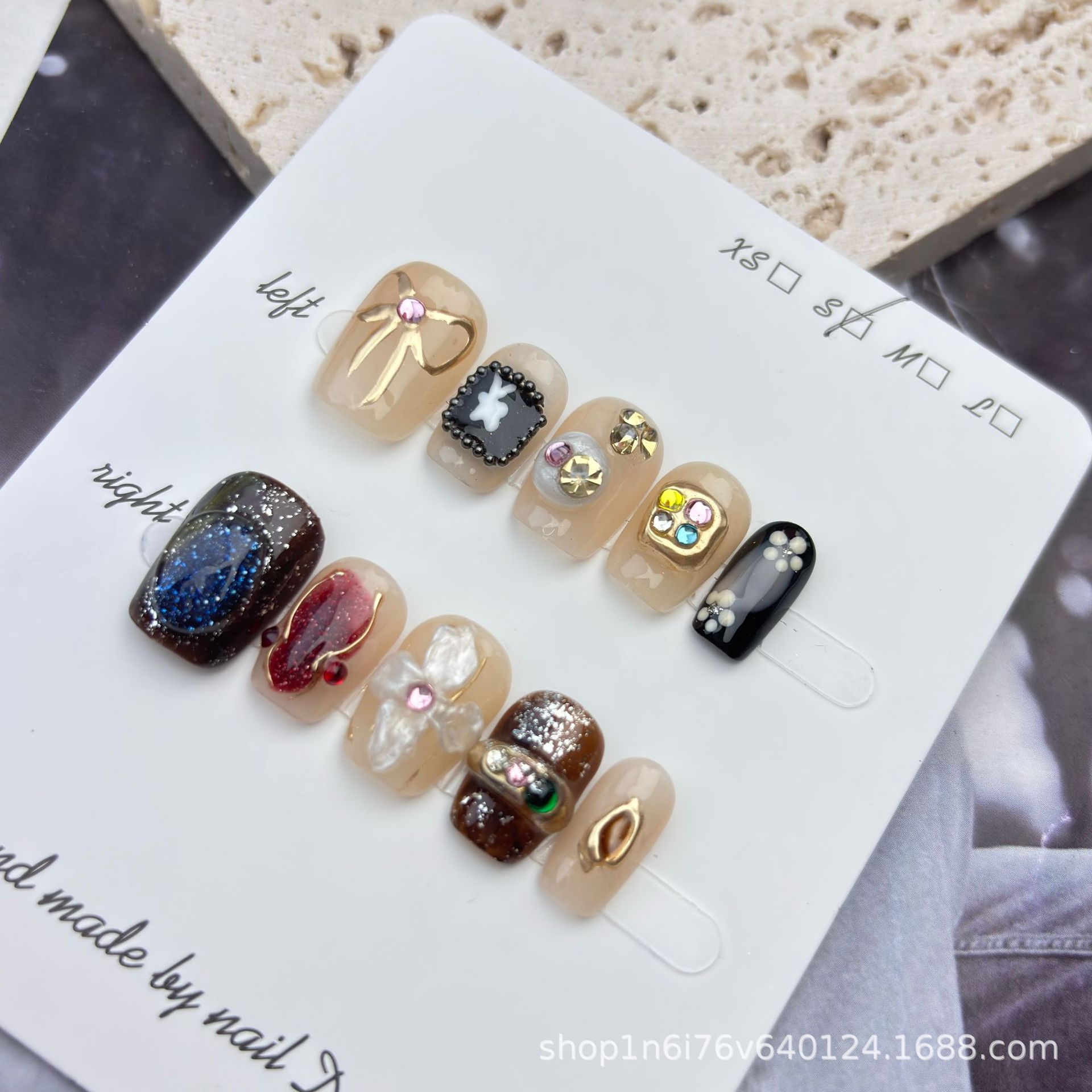 【拾忆】纯手工穿戴甲小红书爆款捏捏立体小花复古显白工厂直发