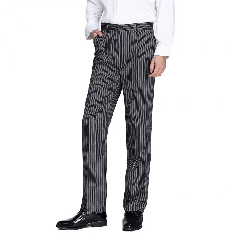 Hotel restaurant waiter chef work pants black and white striped pants zebra plaid pants men's and women's overalls trousers