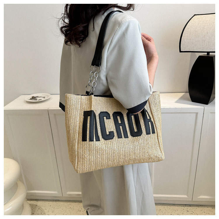 Large capacity fashion tote bag 2025 new style this year's popular woven single-shoulder bag underarm letter handbag wholesale undefined