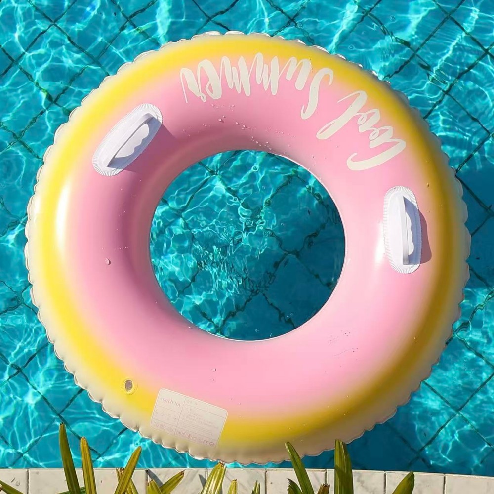 Transfronterizos ampliados con mango de barco de anclaje arco iris anillo de natación para adultos anillo de natación infláble arco iris de gran tamaño para hombres y mujeres