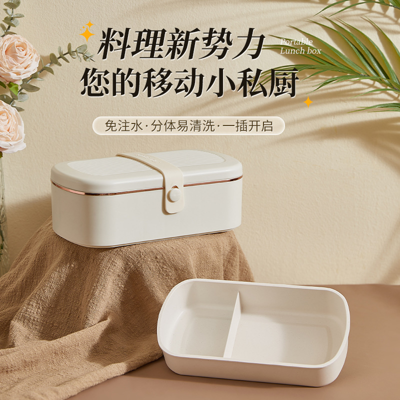 上班族可插电免注水加热保温饭盒热饭热菜便捷900ml电热饭盒跨境