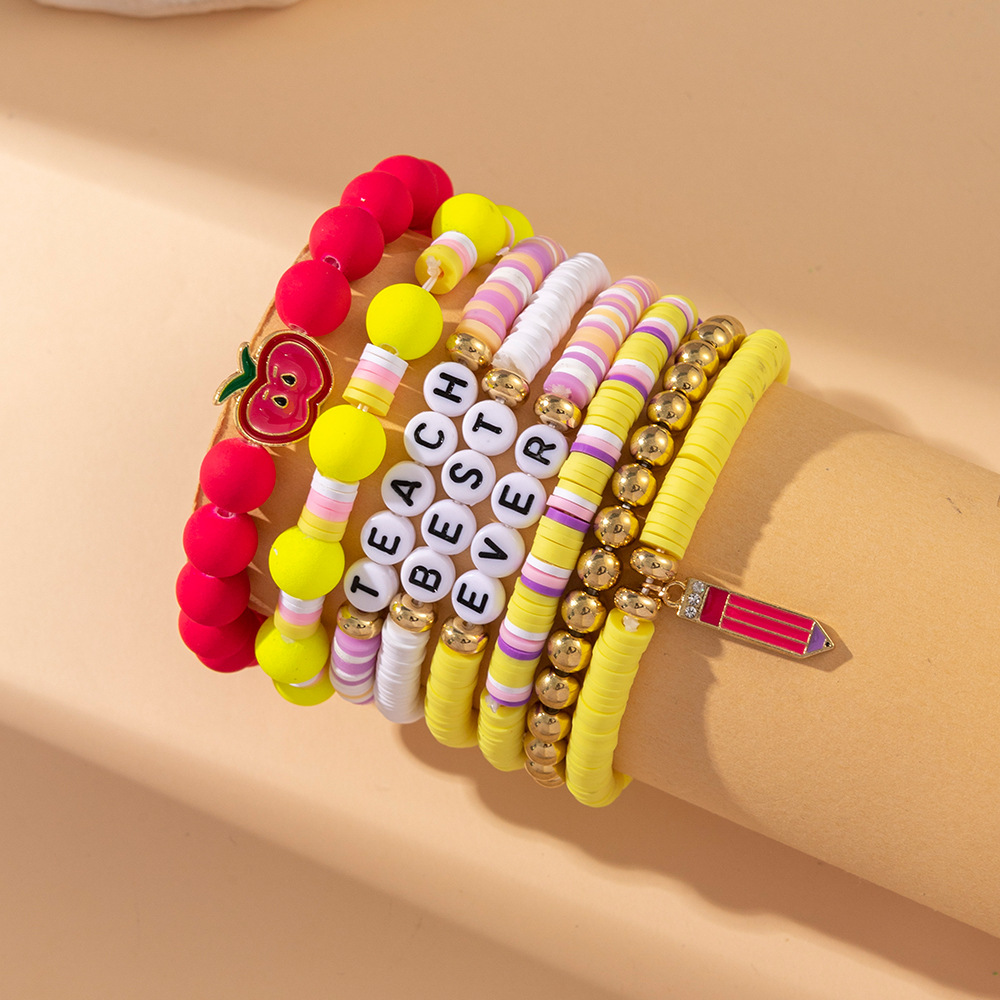 35g Weight CCB Pendant Material Bracelets Classification soft clay Chain Material 1 Set Quantity Holiday, Daily Occasion CCB, soft clay Material Teachers' Day Festival Letter, Heart Shape Pattern Women's Gender Casual, Simple Style Style Casual Simple Style Letter Heart Shape CCB Soft Clay Wholesale Bracelets 2
