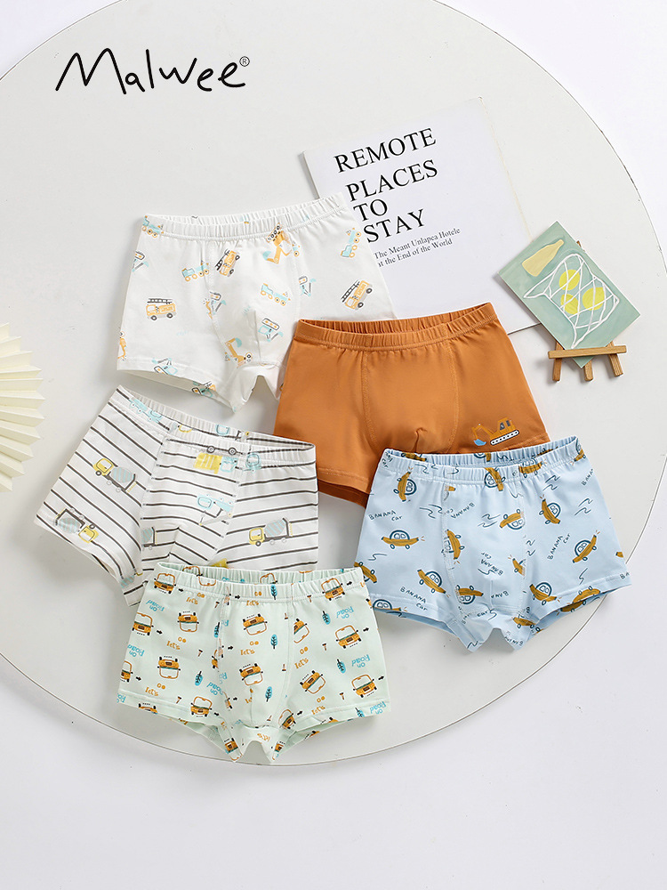Malwee transfronterizo Pantalones íntimas para niños, niños, niños, algodón tipo A, pantalones cortos de ángulo plano para hombres, niños de mediana edad, no calzado