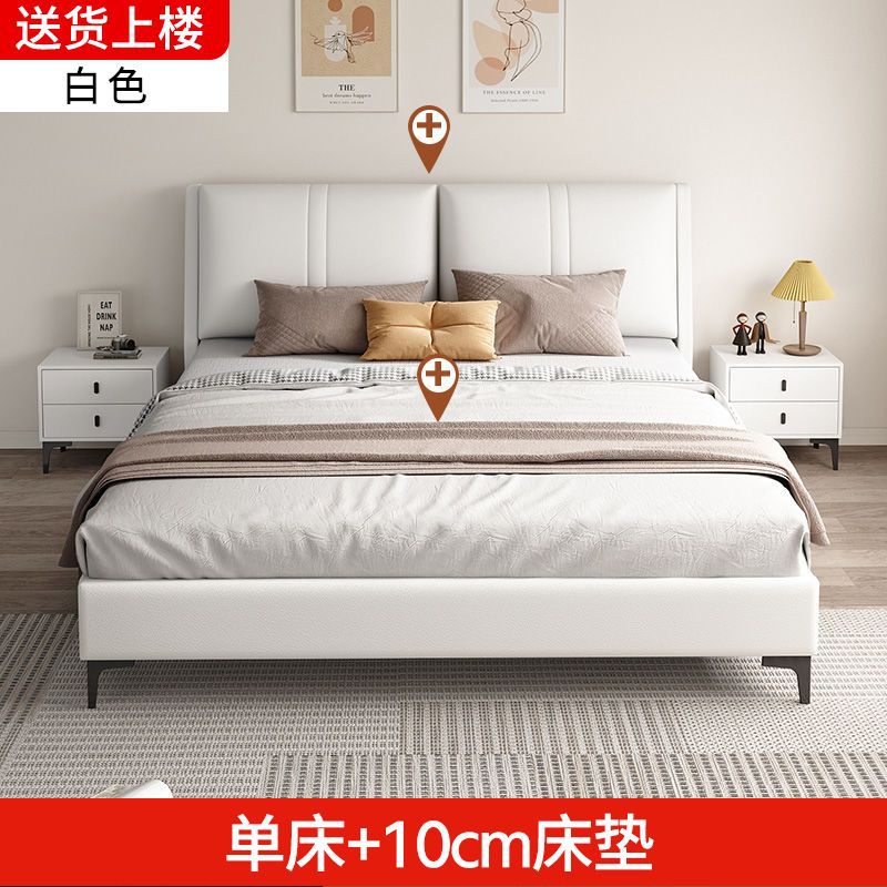 Cama de madera maciza tecnología de tela de 1.8m dormitorio principal cama doble económica cama de alquiler de paquete blando cama de 1.5m grosor