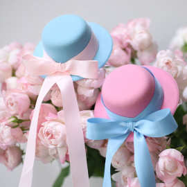 小礼帽节日卡通玩偶裸帽花束鲜花包装配饰装饰批发手工蝴蝶结帽子