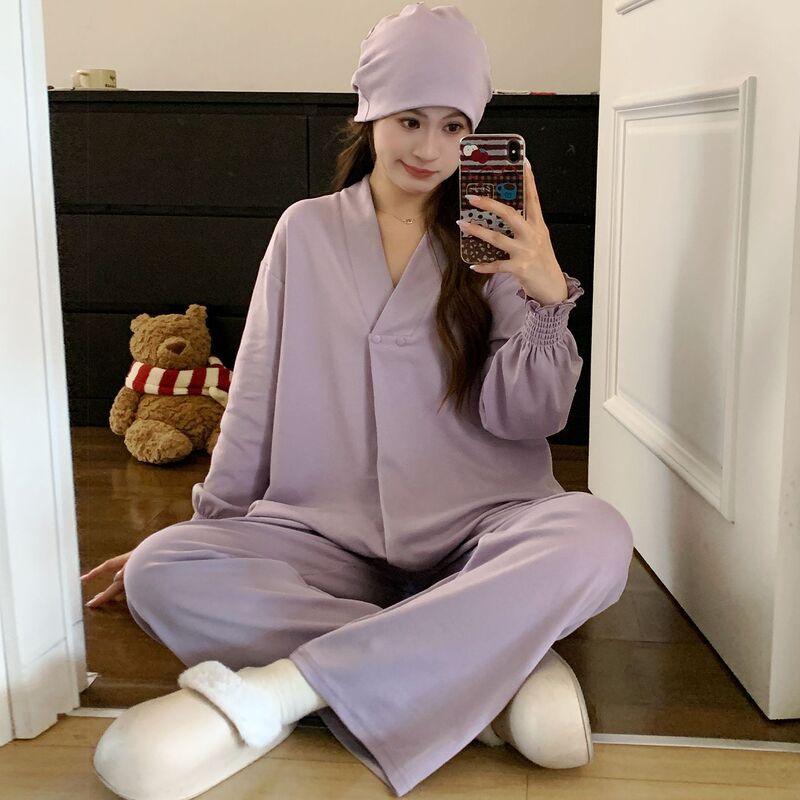 Bamboo fiber maternity pajamas, summer thin postpartum set, sweat-absorbent and breathable nursing clothes for pregnancy Bamboo fiber maternity pajamas, summer thin postpartum set, sweat-absorbent and breathable nursing clothes for pregnancy