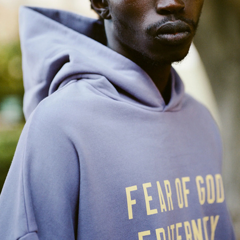 24FW FOG ESSENTIALS lavado con agua para hacer letras viejas imprimidas para hombres y mujeres sueltas casuales sudadera con sombrero