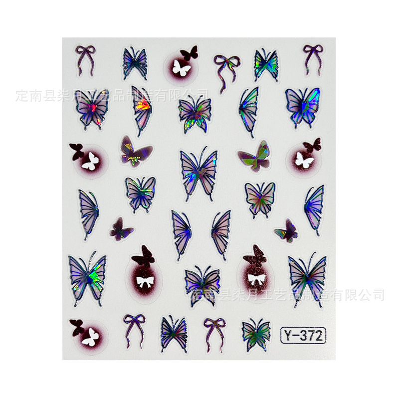 シェル光沢のあるガラスリボンネイルアートステッカー 5d レリーフ立体花かわいい落書きウェアラブルネイルステッカー|undefined