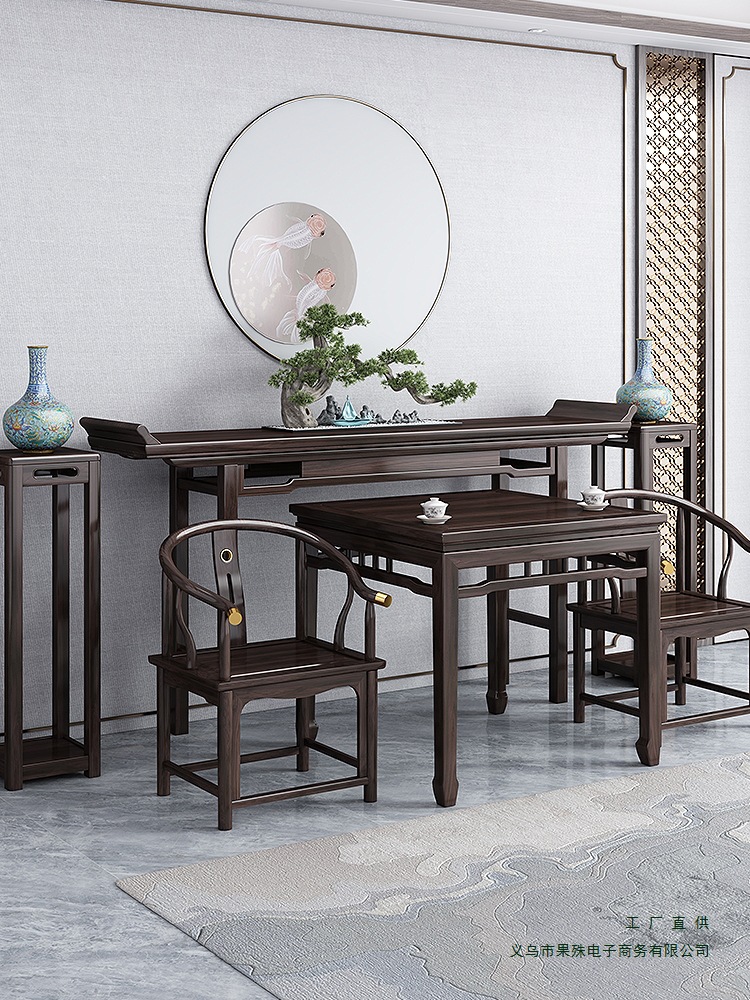 New Chinese-Style Six-Piece Solid Wood Altar Set for Rural Areas, Ming-Style Simple Side Table, Upturned Table, Eight Immortals Table, Side Table