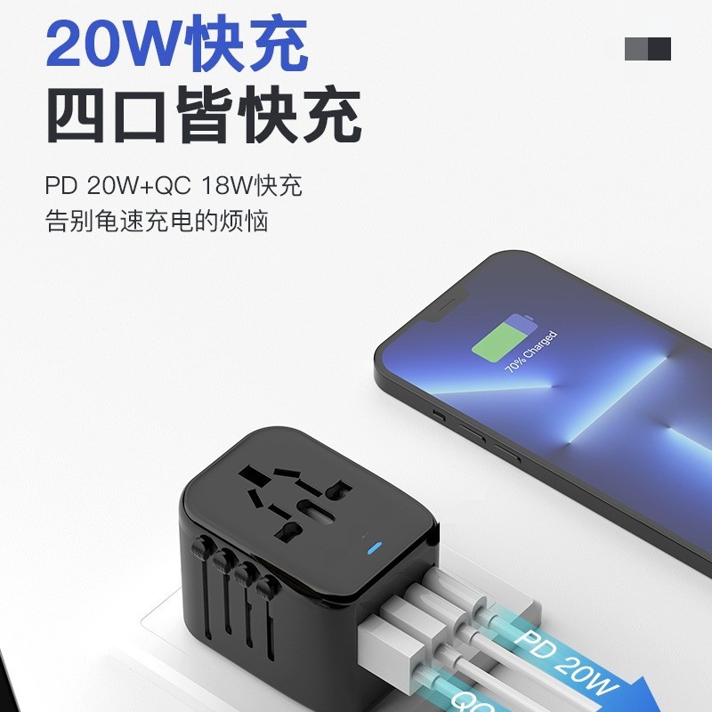 Multifunctional Travel Charger Fast Charging 212Pq Gallium Nitride Pd20W Us Standard European Standard 2Usb+2C Global Universal