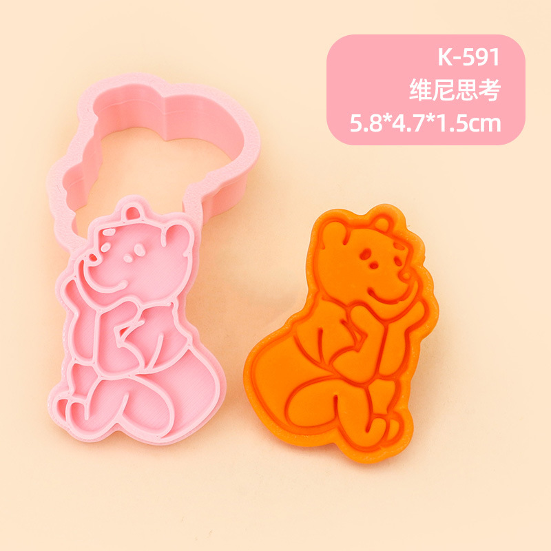 Molde para Galletas de Winnie the Pooh, Molde para Hornear de Fondant con Diseño 3D de Dibujos Animados, Molde para Decoración de Pasteles para Hacer en Casa