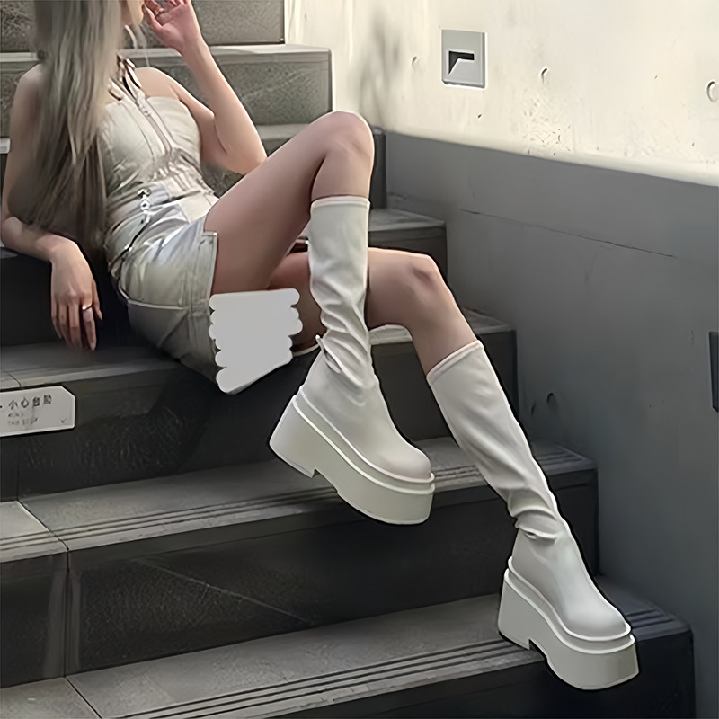 Abg Spice Girls Stretch Stockings Thin Boots Women's 2023 New Sticking Calf Sleeve Heightened Slim Look Shorty Music Boots