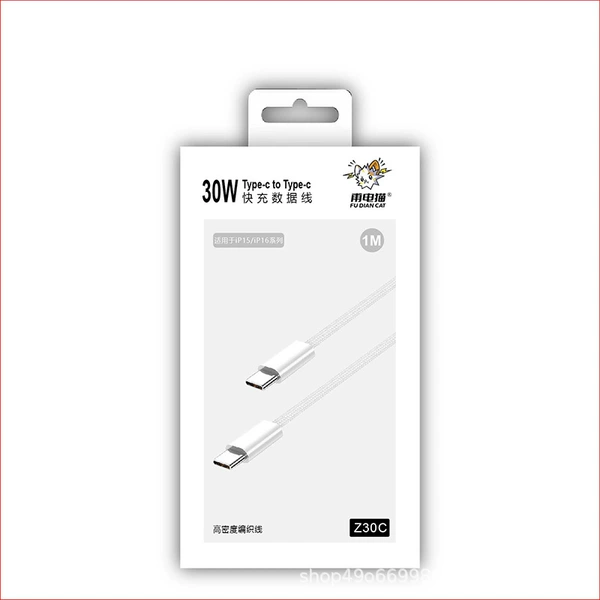 Z30C suitable for Apple 15/16 30W double C braided fast charging data cable (1 meter) 6978194190088
