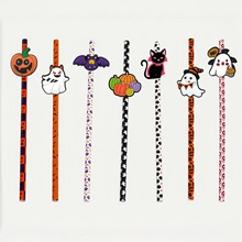 跨境热销万圣节吸管帽diy配饰现货奶茶杯卡通PVC软胶吸管夹吸管套