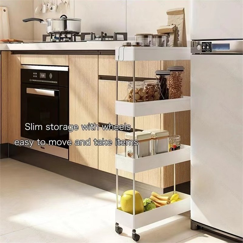 Estante de cocina, carro de piso, estante de almacenamiento de hendidura, estante de almacenamiento multicapa para sala de estar, baño de acabado de artefactos, estante multicapa
