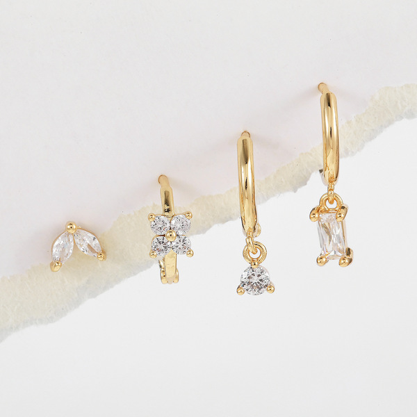 fashionable geometric earrings with zircon