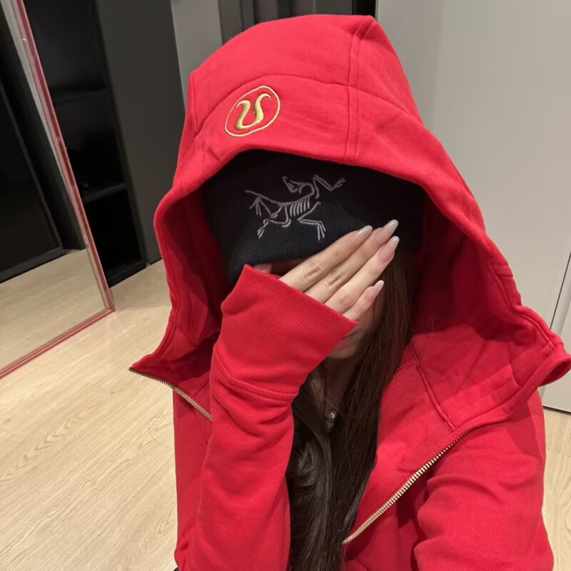 lu Embroidered Logo Scuba Sweatshirt Slim Fit Fleece-Lined Warm Yoga Jacket Casual Sports Hooded Top lu Embroidered Logo Scuba Sweatshirt Slim Fit Fleece-Lined Warm Yoga Jacket Casual Sports Hooded Top