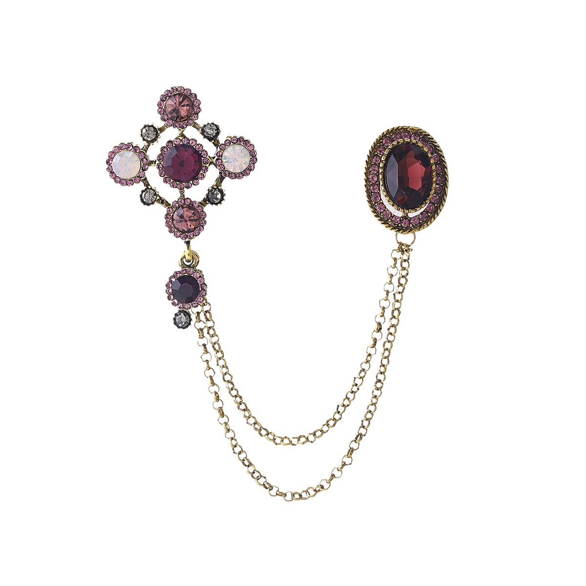 Spilla da bavero retro con catena per uomo accessorio elegante_voghion.com