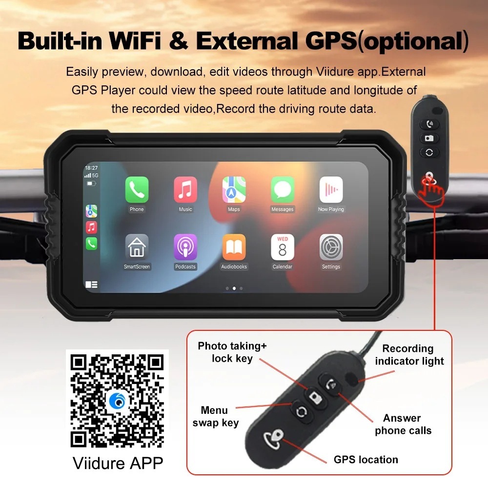 Waterproof Riding Recorder, Motorcycle-Mounted High-Definition Camera, Wifi Networked Gps Navigation, Night Vision Motorcycle Recorder